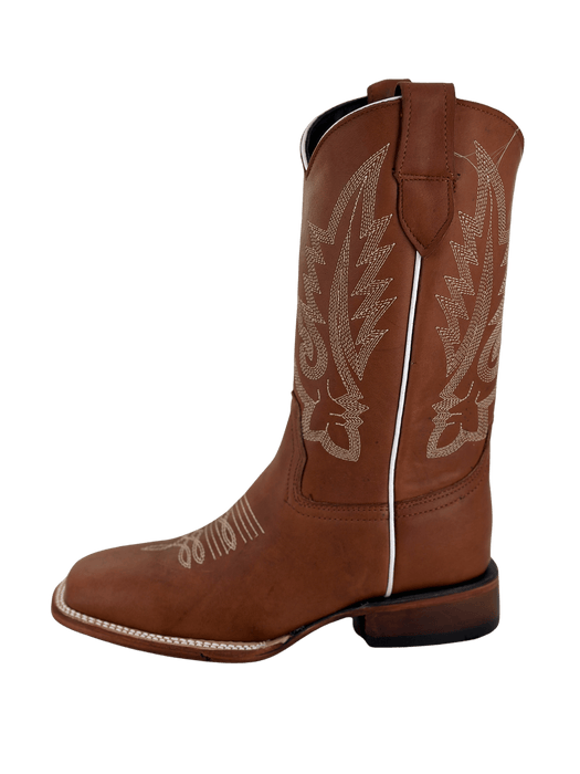 Women's Miel with Flames Leather Sole Square Toe Rodeo Boot
