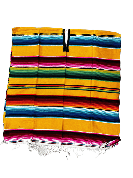 XLarge Yellow Multicolor Sarape Saltillo Poncho / Gaban