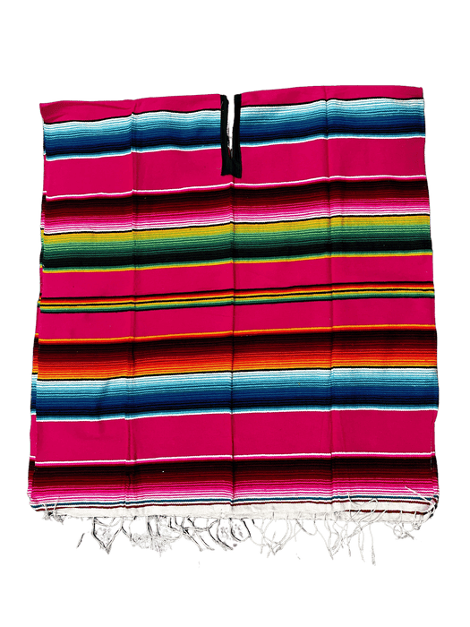 XLarge Fuchsia Multicolor Sarape Saltillo Poncho / Gaban