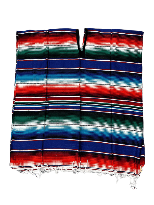 XLarge Blue Multicolor Sarape Saltillo Poncho / Gaban