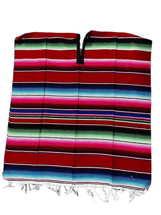 XLarge Red Multicolor Sarape Saltillo Poncho / Gaban