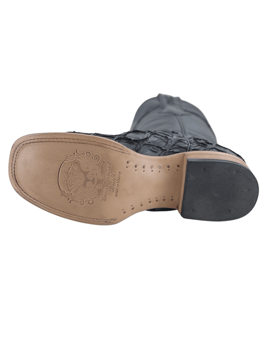 Black Square Toe Pirarucu Leather Boot