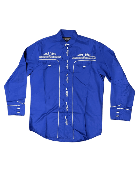 Royal Blue Traditional Charro Shirt