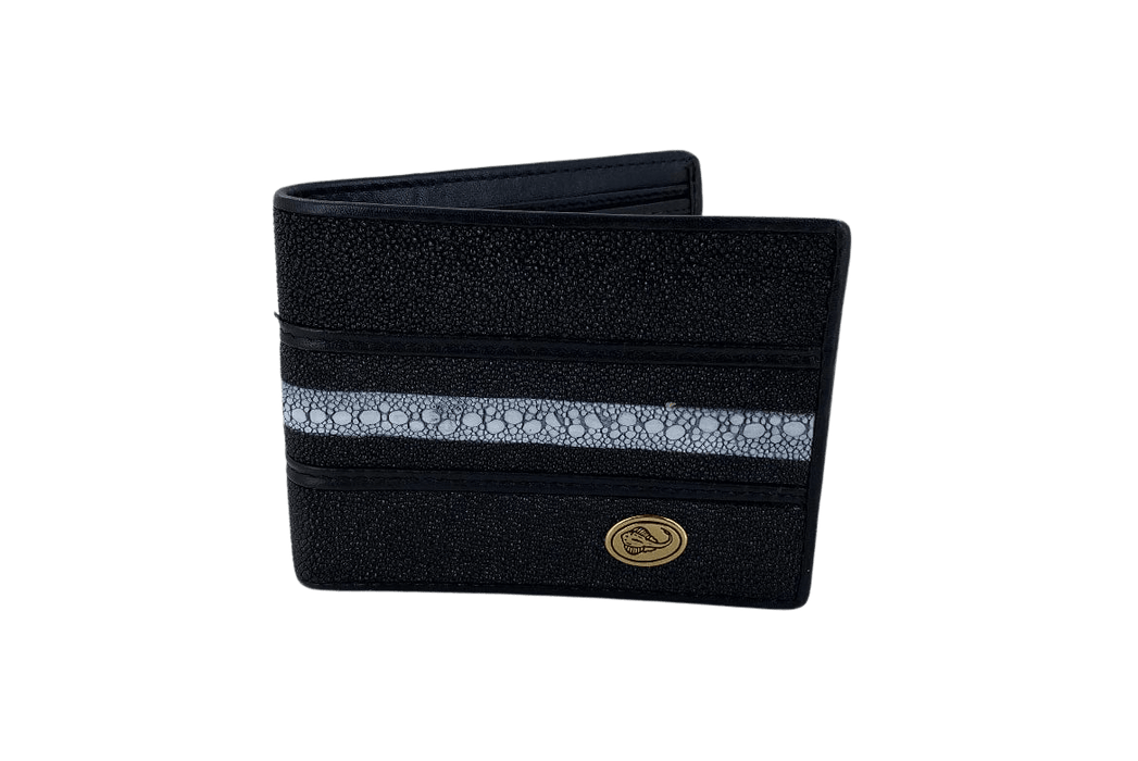 Black Bifold Mantarraya / Stingray Completa Leather Wallet