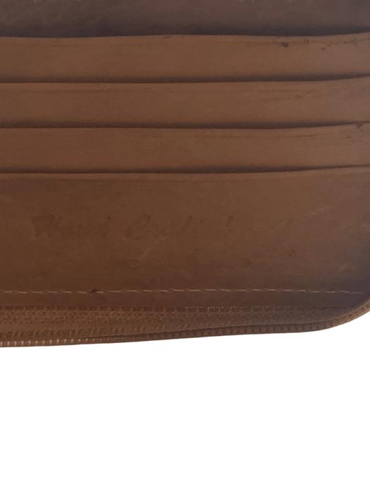 Zipper Double Fold Tan Leather Wallet