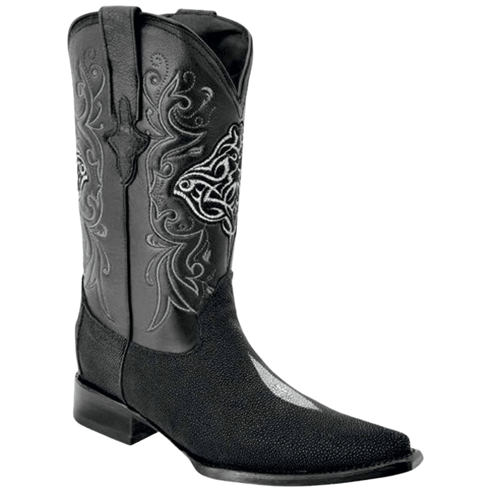 Black Snip Toe Mantarraya / Stingray Sencilla Leather Boot