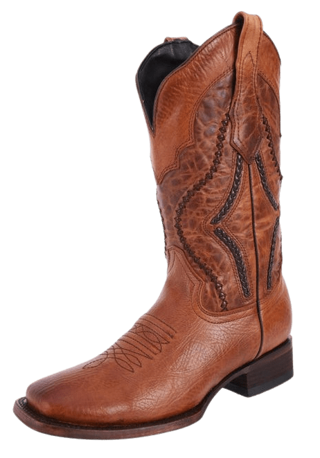 Chedron with Waved Threaded Designed Tube Square Toe Rodeo Boot