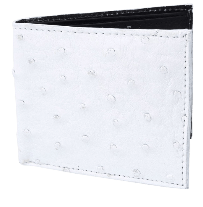 White Bifold Ostrich Leather Wallet