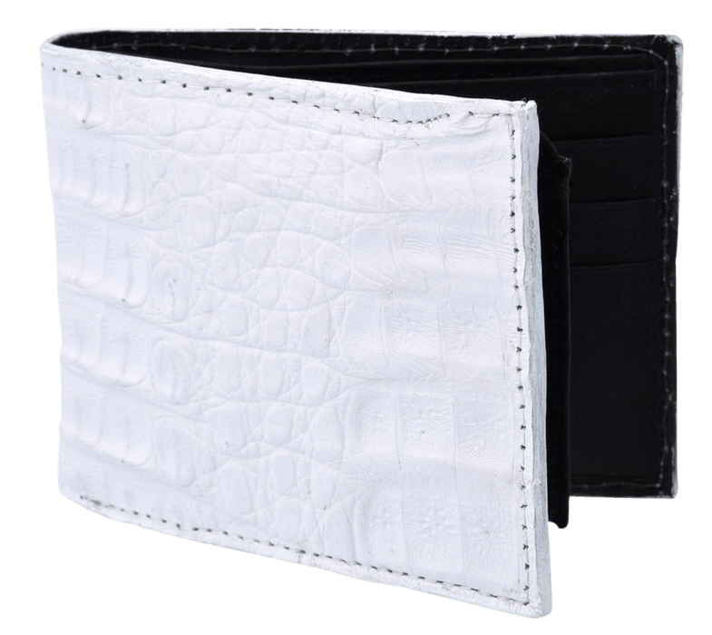 White Bifold Crocodile Leather Wallet