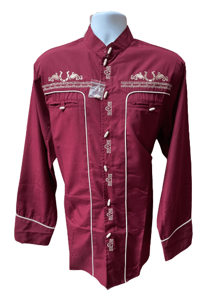 Burgundy Traditional Charro Shirt