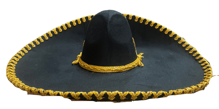 Sombrero Charro Mariachi Solid Black with Gold