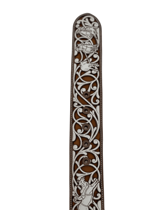 Suerte Charra Design Brown and Light Brown with White Chiseled Charro Leather Belt