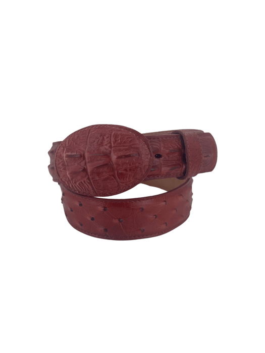 Chedron Ostrich / Crocodile Print Leather Belt