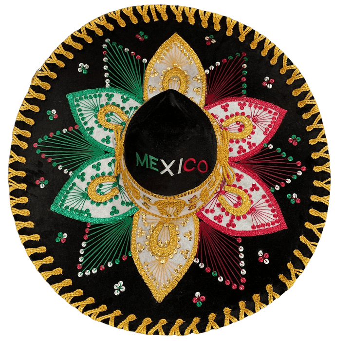 Sombrero Charro Mariachi Gold and Black Tricolor ‘Mexico’