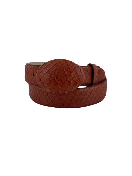 Chedron Pirarucu Print Leather Belt