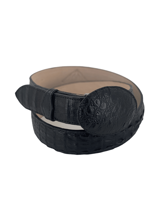 Men’s 1 1/2” Black Crocodile / Caiman Leather Belt