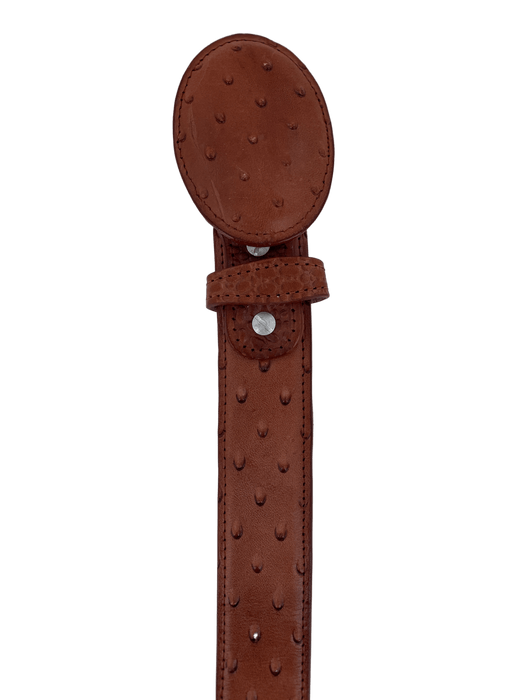 Chedron Ostrich Print Leather Belt