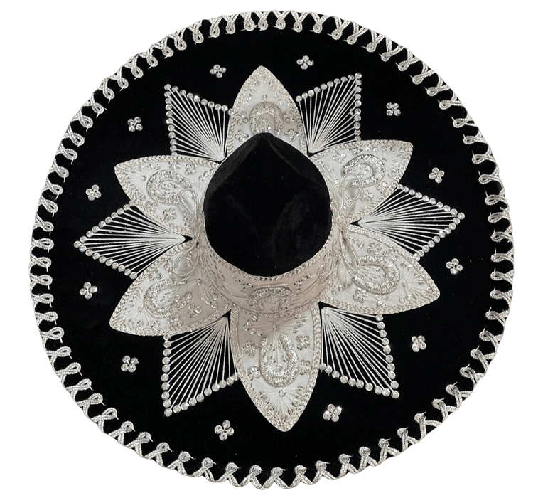 Sombrero Charro Mariachi Black and Silver