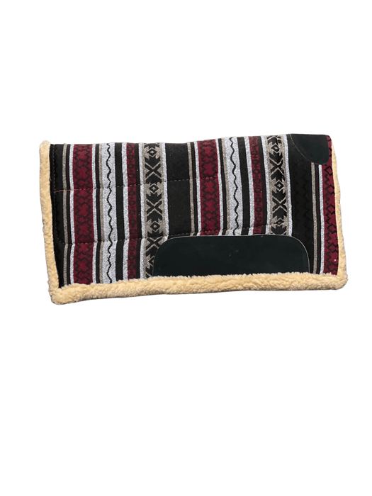 Grey, Brown, and Red with Colored Lines Bronco Horse Saddle Pad / Suadero