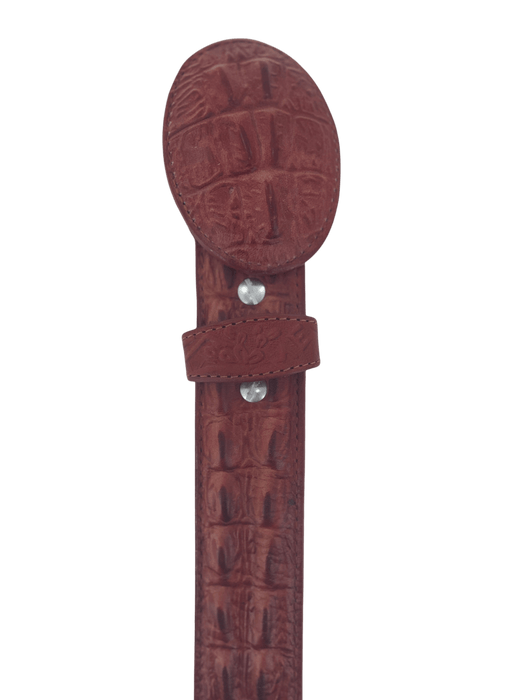 Chedron Ostrich / Crocodile Print Leather Belt