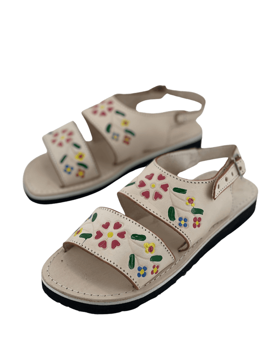 Leather Sandal - Natural Double Flower