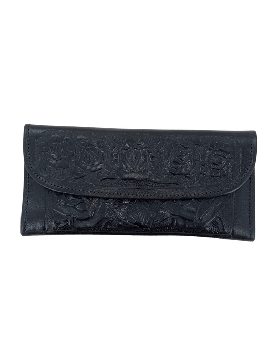 Black Printed Roses Leather Wallet