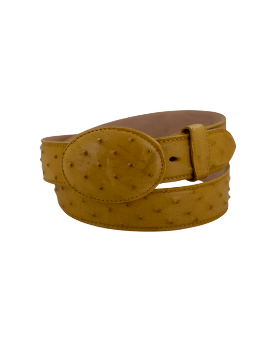 Mantequilla Ostrich Print Leather Belt