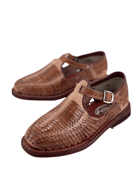 Brown and Natural Buckle Leather Sole Huarache - (CLEAR)