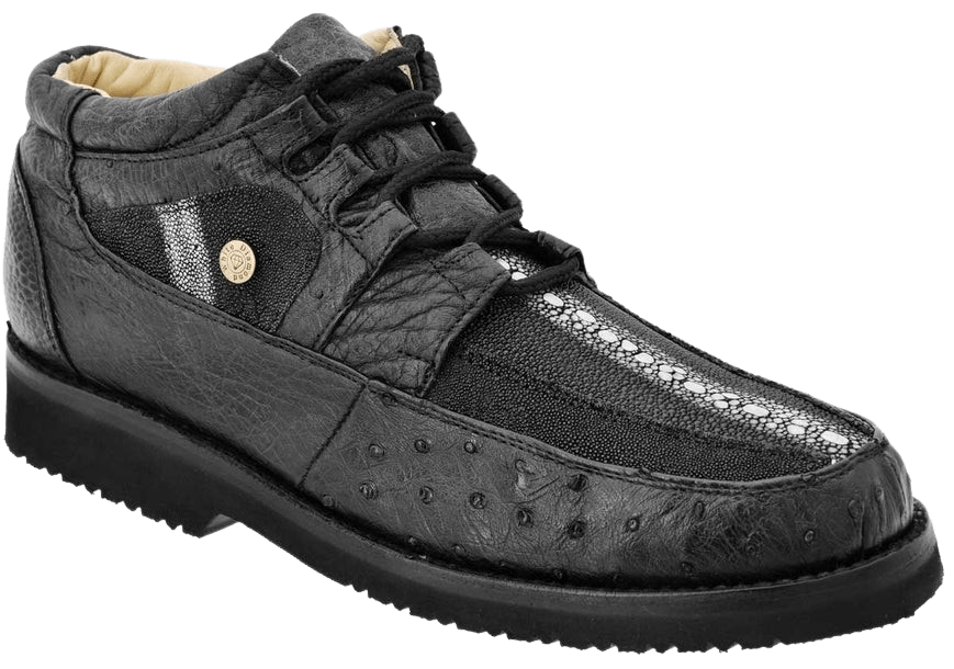 Black Mantarraya / Ostrich Leather Exotic Shoe