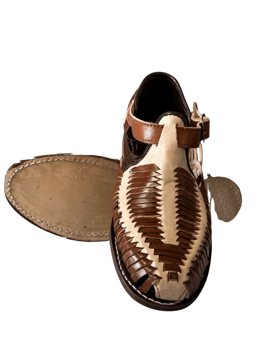 Brown and Natural with Buckle Vanesa Leather Sole Huarache
