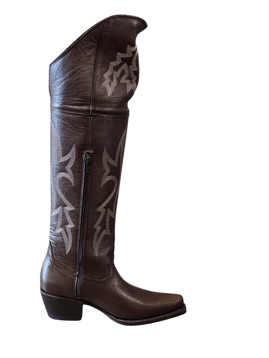 Women's Brown Tall 22" Knee High Snip Toe Rodeo Boot