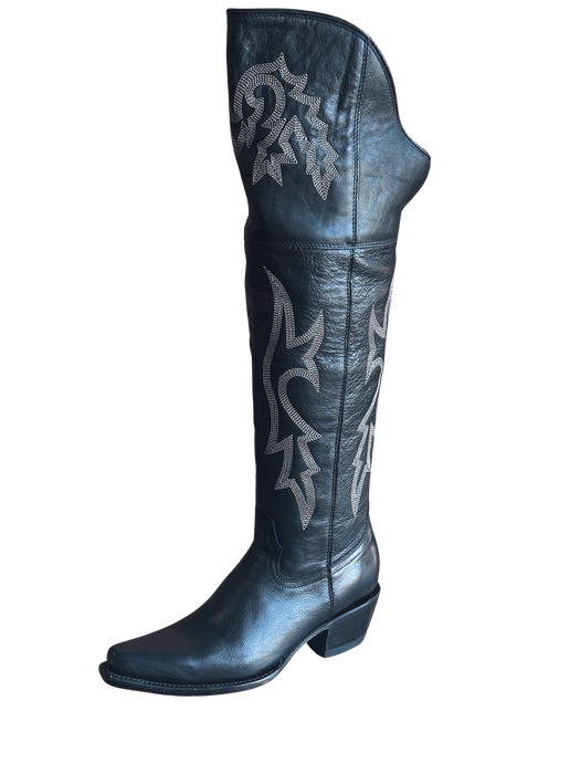 Women's Black Tall 22" Knee High Snip Toe Rodeo Boot
