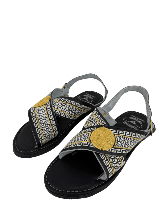 Black and White with Gold "El Centenario" Silk Thread Cruzado Huarache