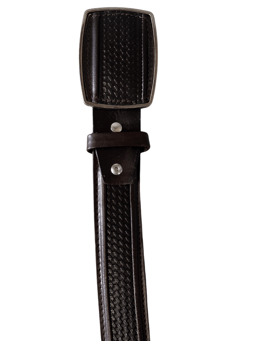 Brown Tejido Ovaled Square Buckle Leather Western Belt