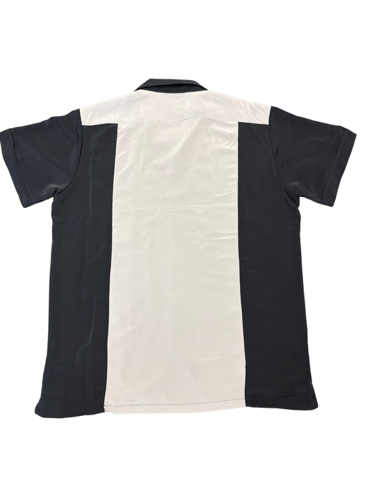 Black and White Two-Tone Collared Guayabera Shirt