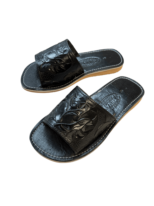 All Black Sandra Printed Rose Slides Huarache V3