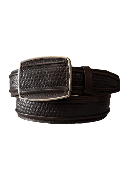 Brown Tejido Ovaled Square Buckle Leather Western Belt