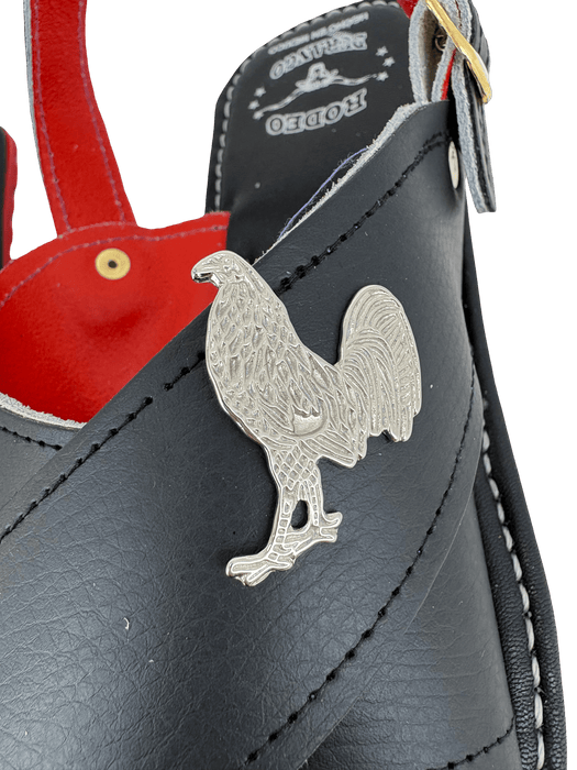 Black "Pin Rooster" with Suela Roja Huarache Cruzado