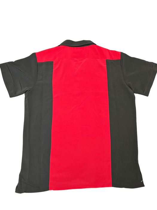 Black and Red Two-Tone Collared Guayabera Shirt