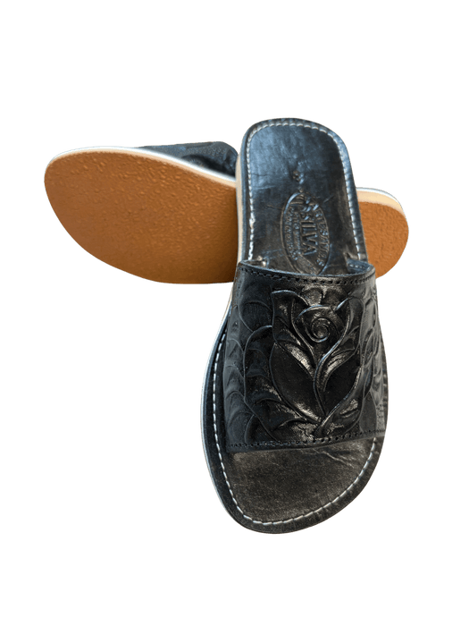 All Black Sandra Printed Rose Slides Huarache V3