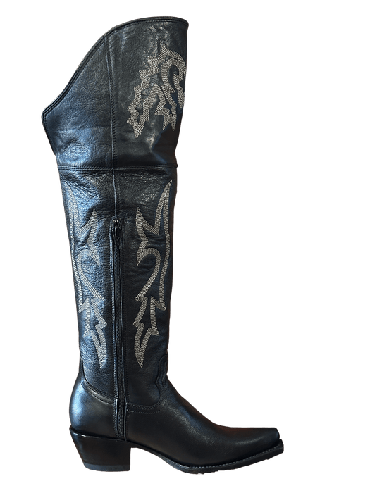 Women's Black Tall 22" Knee High Snip Toe Rodeo Boot