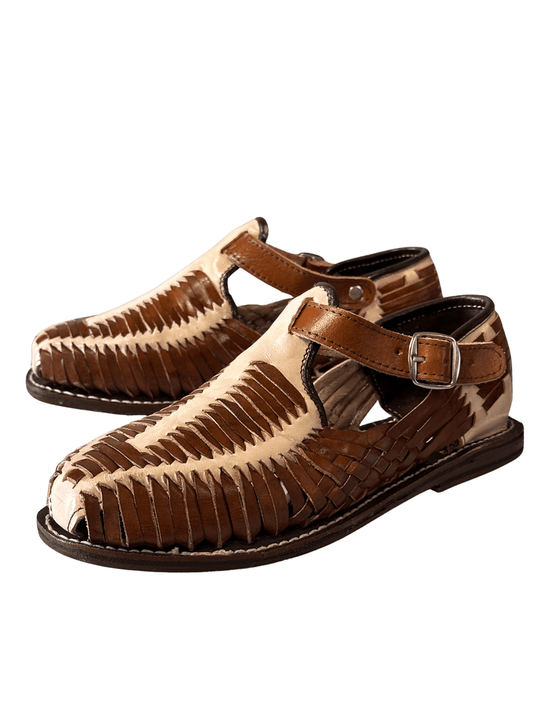 Brown and Natural with Buckle Vanesa Leather Sole Huarache — Rodeo