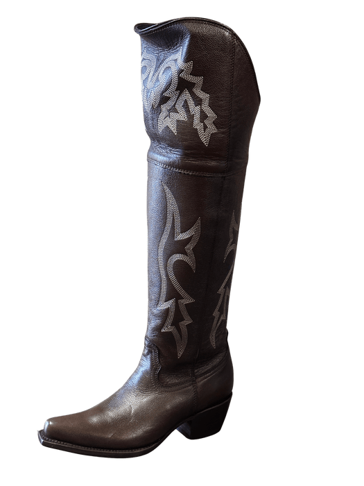 Women's Brown Tall 22" Knee High Snip Toe Rodeo Boot