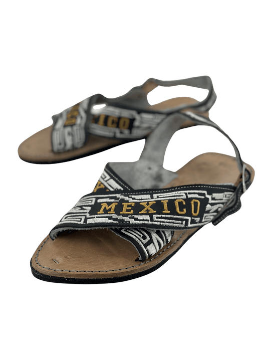 Letras Oro Negro Mexico Hilo Seda Cruzado Huarache Rodeo Durango Brand Corp