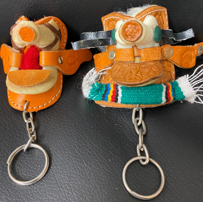 2 Diffrent Key Rings Mini Handcrafted leather horse saddle key chain / key rings — Rodeo ...