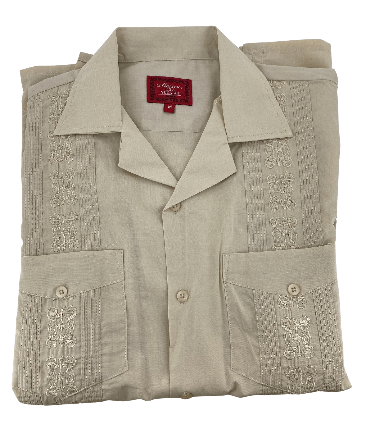 All Beige Collared Guayabera Shirt — Rodeo Durango Brand Corp.