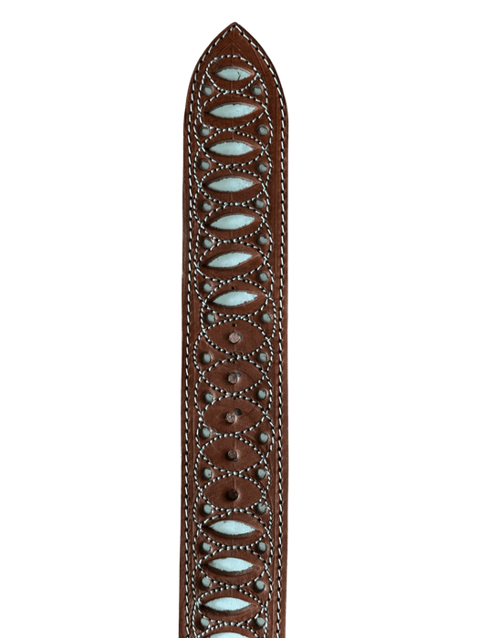 Chedron and White Infinite Chiseled Charro Leather Belt