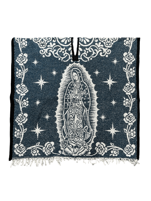 Teal and White Virgen de Guadalupe Poncho/Gaban