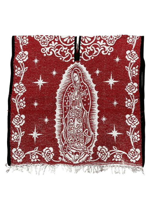 Red and White Virgen de Guadalupe Poncho/Gaban