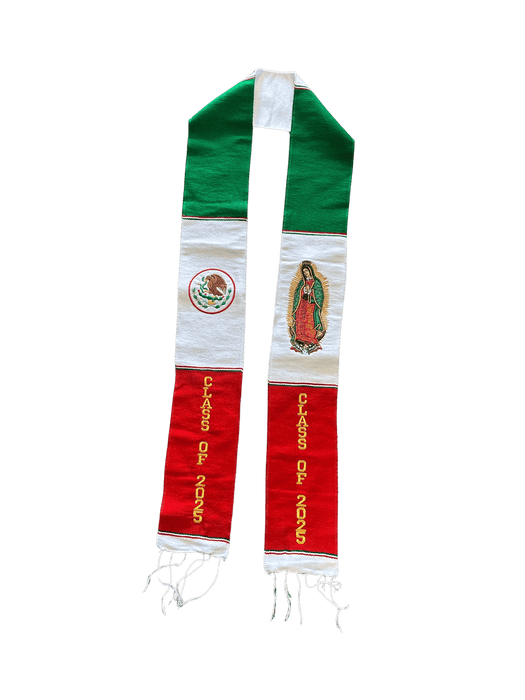“Class of 2025” Tricolor with Virgen de Guadalupe Sarape Graduation Stole